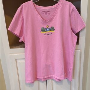 Life Is Good Pink Short Sleeve Tee with Graphic